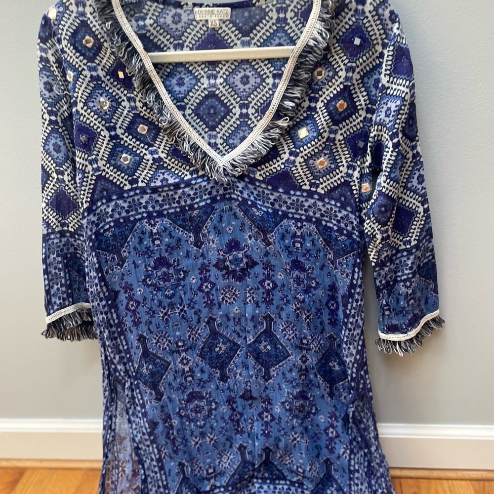 Blue Patterned Women's Top